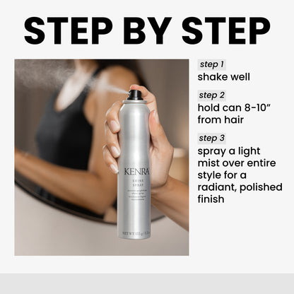 Kenra hair spray can with usage instructions on a white background