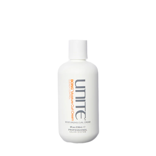 Unite moisturizing curl cream bottle on a white background