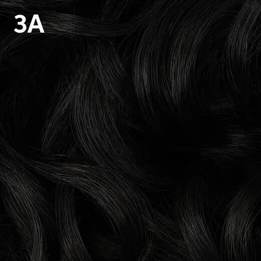 Wella Color Charm Permanent Liquid Color close-up of black hair with a '3A' label 