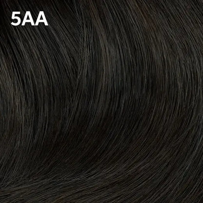 Wella Color Charm Permanent Liquid Color close-up of black hair extensions with '5AA' label