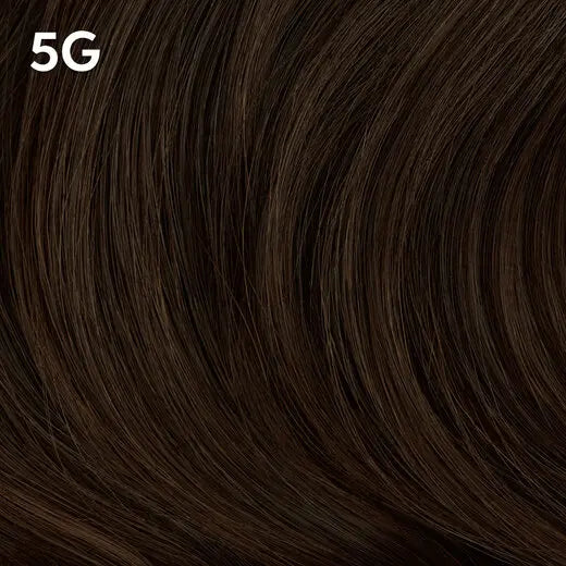 Dark brown hair color swatch with  Wella Color Charm '5G' label