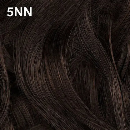 Close-up of  Wella Color Charm dark brown hair extensions with '5NN' label.