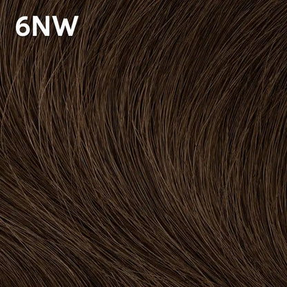 Wella Color Charm close-up of brown hair extensions with '6NW' label