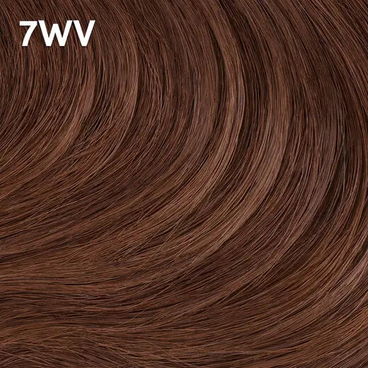 Close-up of brown hair with  Wella Color Charm '7WV' color code