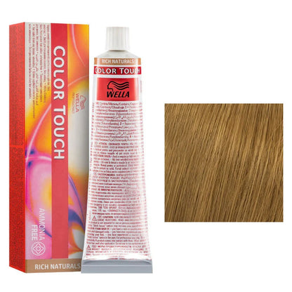 Wella Color Touch hair dye with packaging and color swatch on a white background