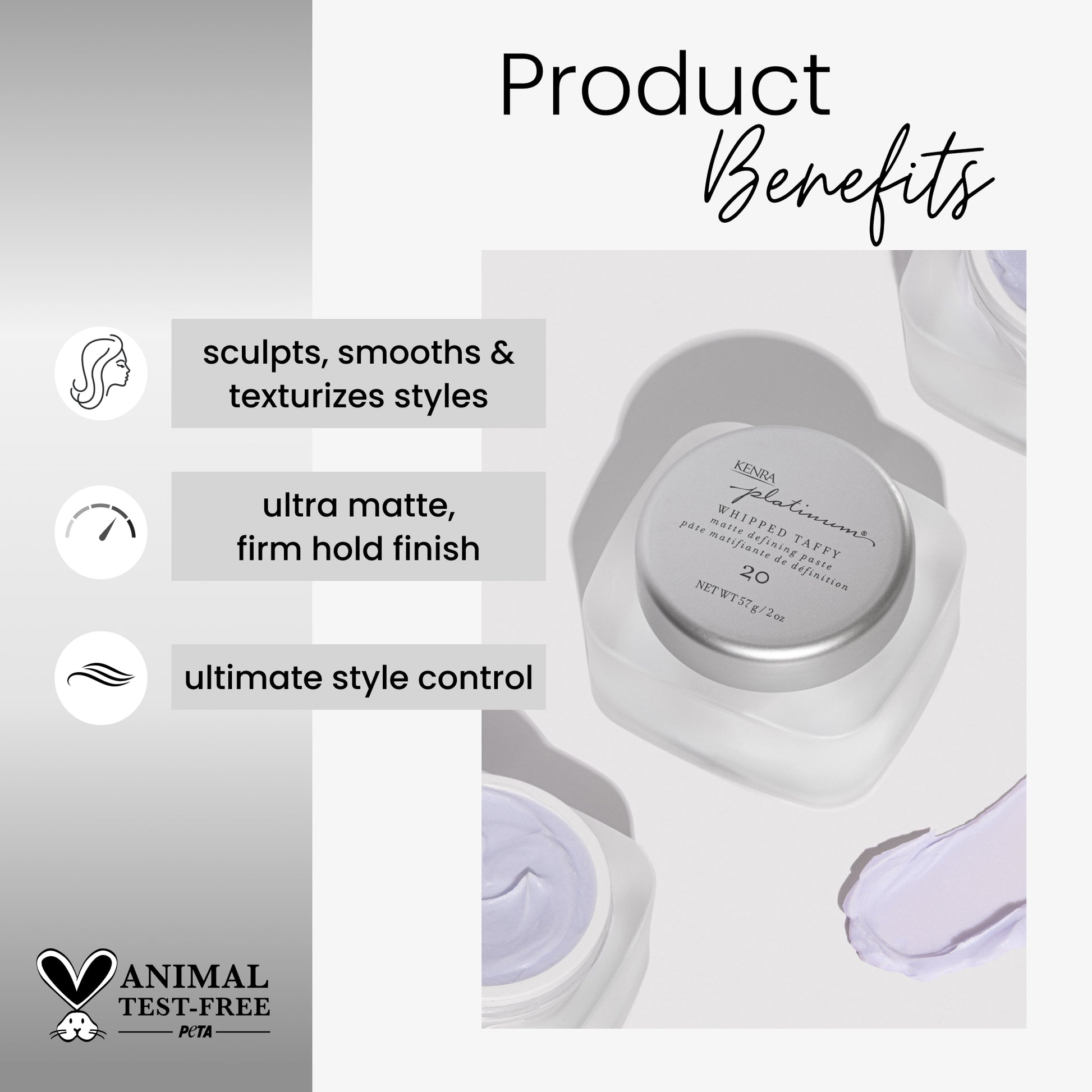 Kerastase product with text highlighting benefits on a white background