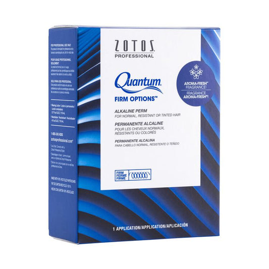 Zotos Quantum Firm Options hair perm blue box on a white background