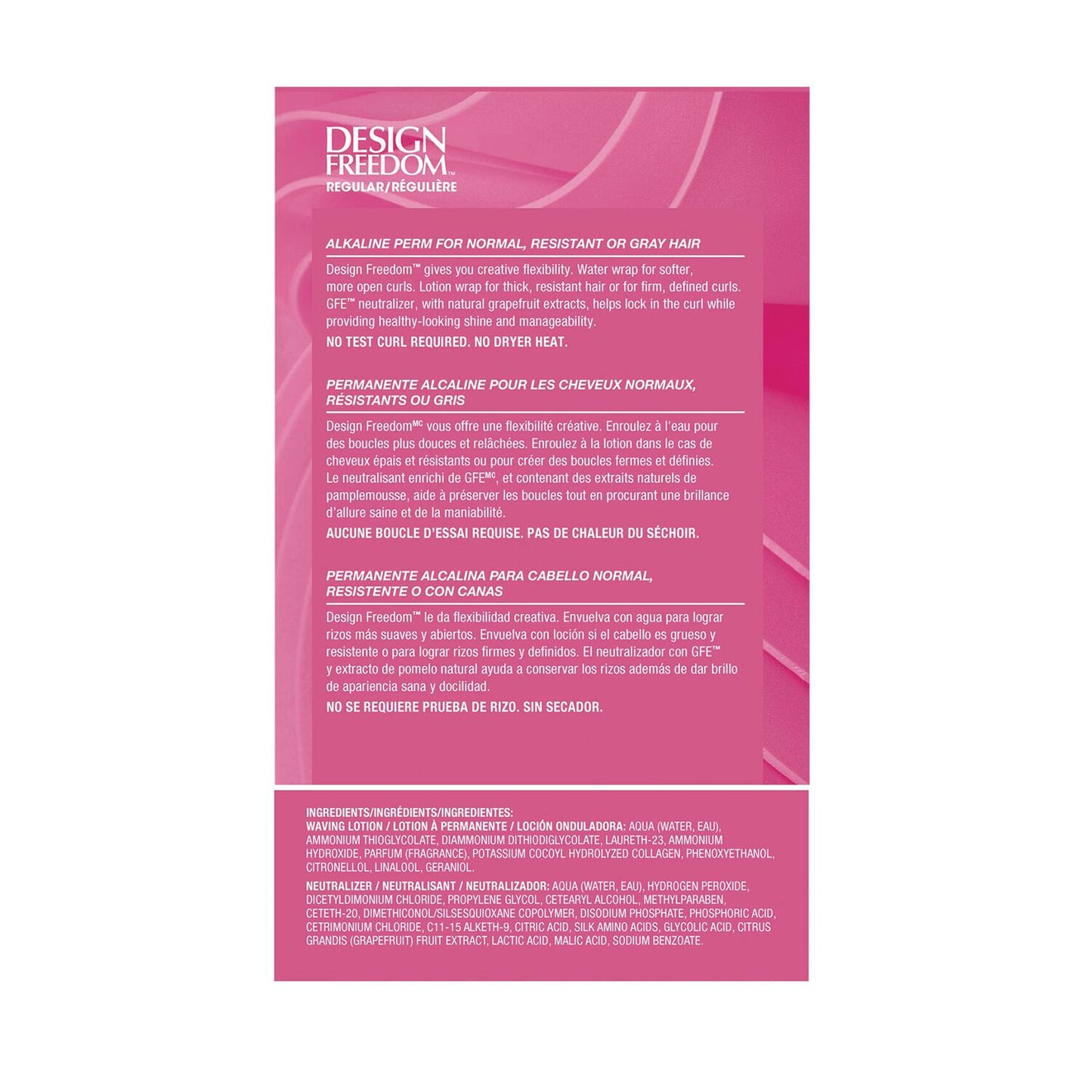 Zotos Design Freedom Regular alkaline perm product packaging with text on a white background