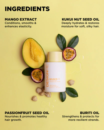 Designeave hair care product with ingredients listed on a yellow background
