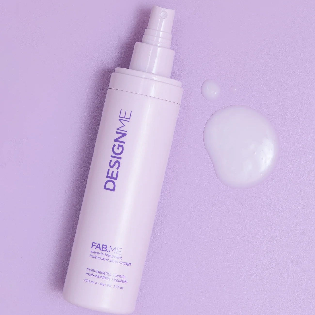 DESIGNME spray bottle on a purple background