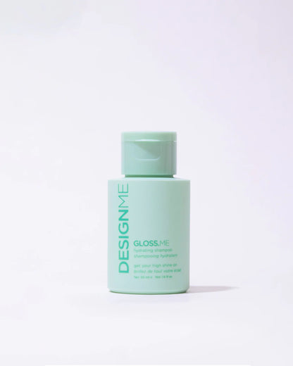 Design.me gloss.me shampoo travel on a white background
