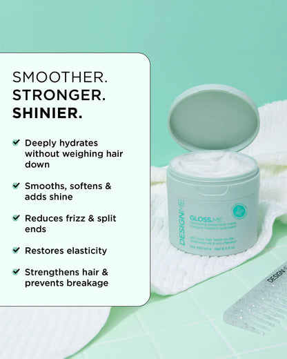 Cosmetic jar with hair care product on a towel against a light green background