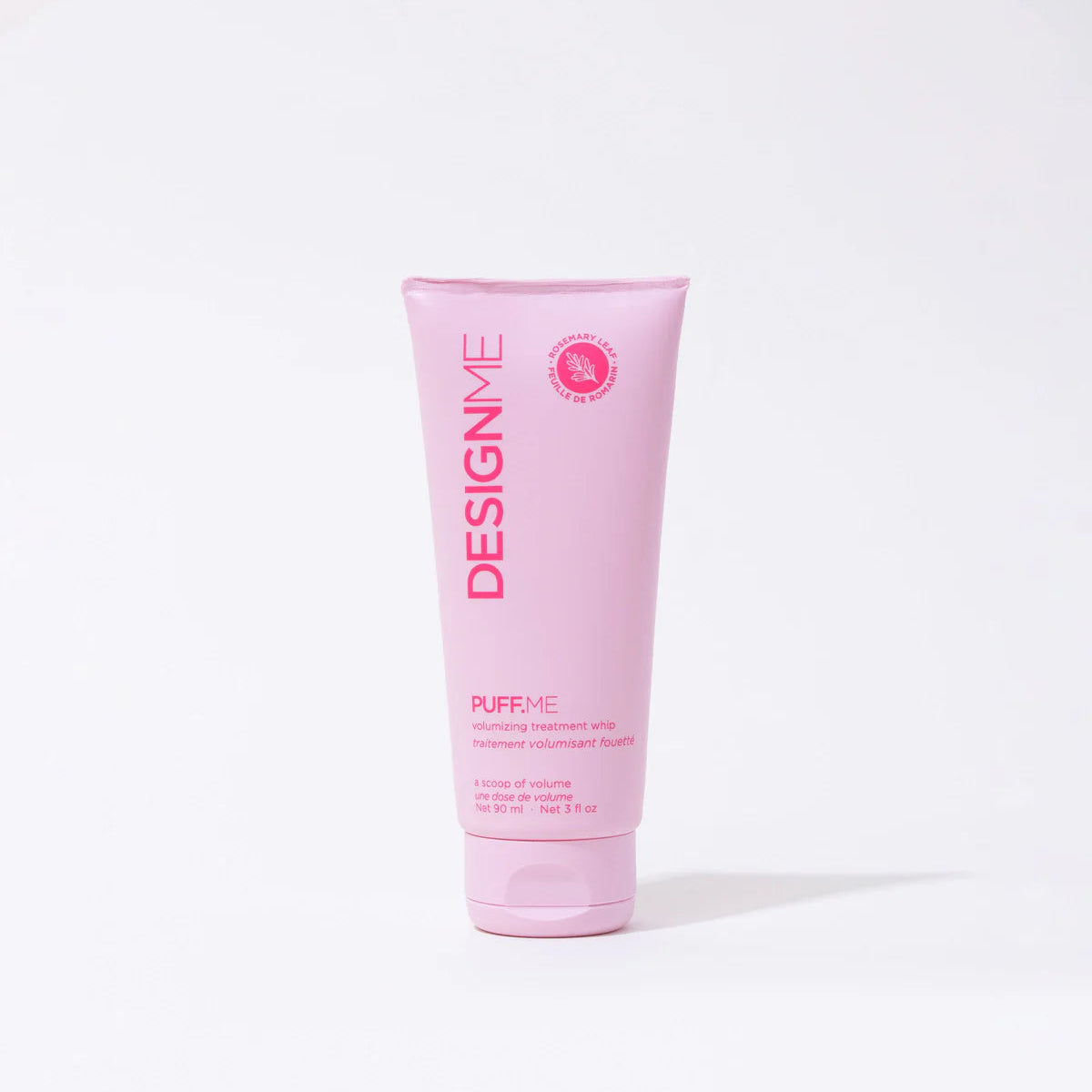Pink tube of DesignMe product on a white background