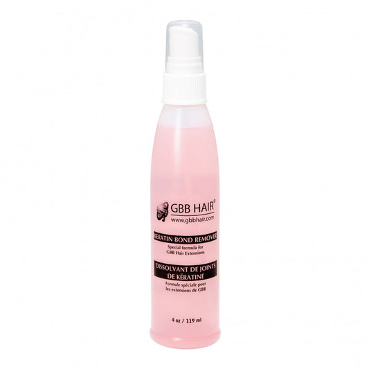Pink bottle of GBH Hair product on a white background