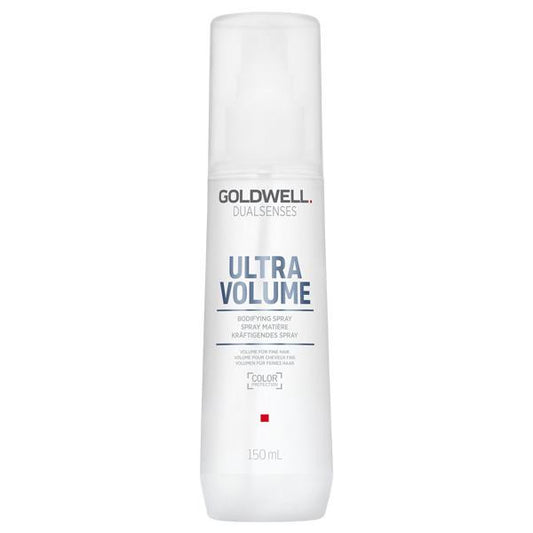 Goldwell Ultra Volume hair spray bottle on a white background