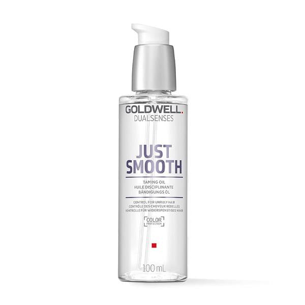 Goldwell Dualsenses Just Smooth hair oil bottle on a white background