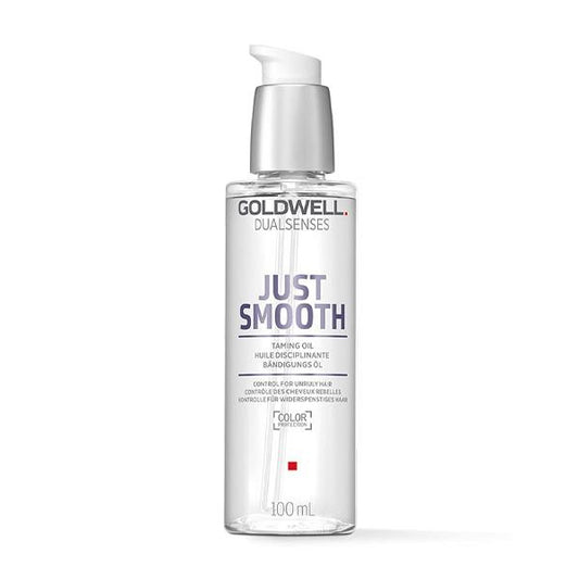 Goldwell Dualsenses Just Smooth hair oil bottle on a white background