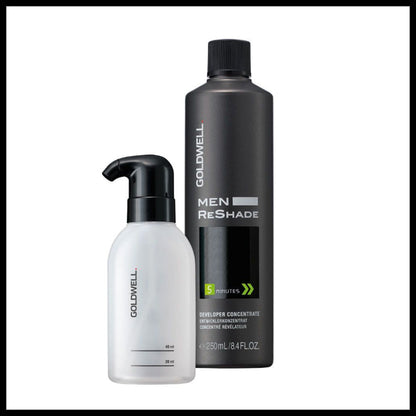 Goldwell reshade developer and applicator for hair dye on a white background