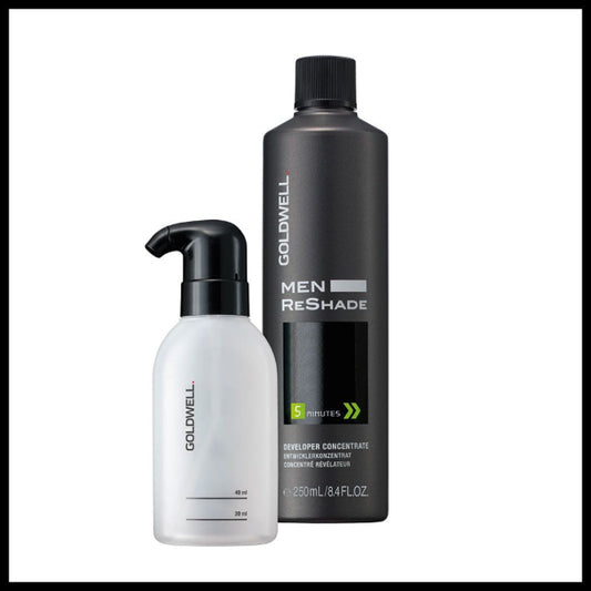 Goldwell reshade developer and applicator for hair dye on a white background