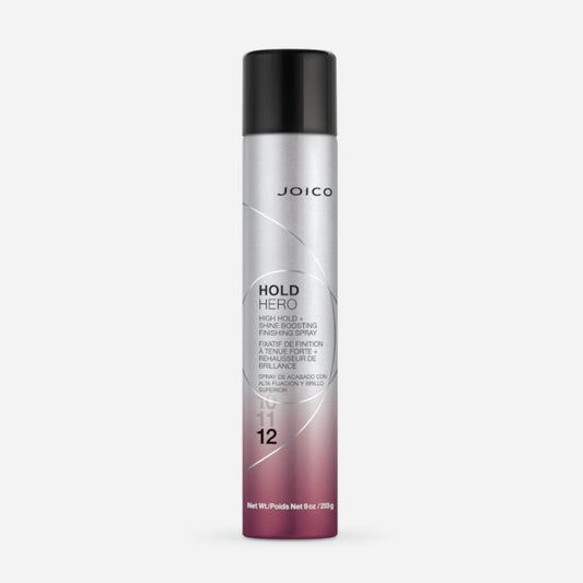 Joico hair spray bottle on a light gray background