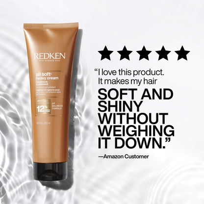 Redken hair care product with customer review on a white background