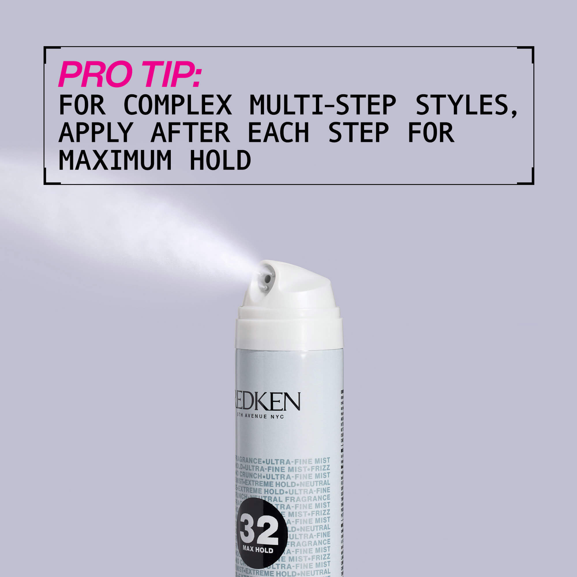 Hair spray can with text on a light gray background