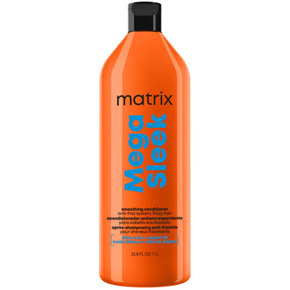 A 35.8 fl oz bottle of Matrix Mega Sleek Smoothing Conditioner.