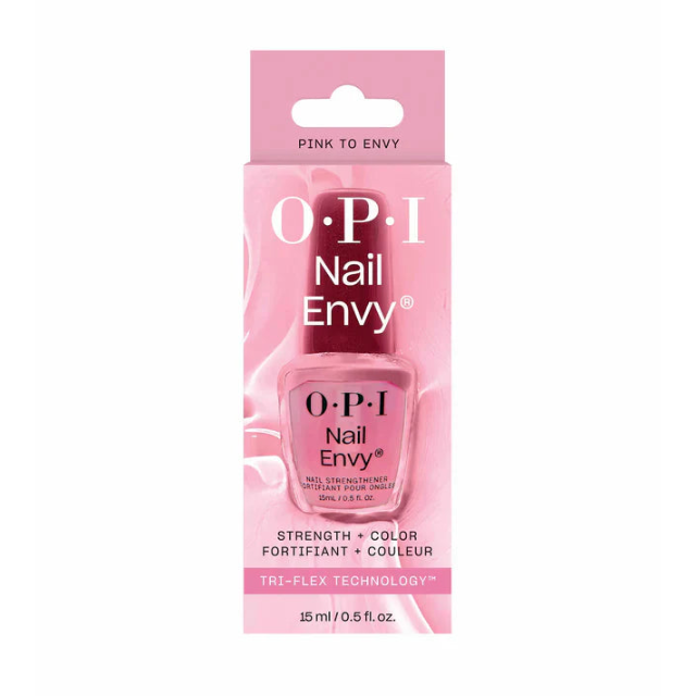 OPI Nail Envy pink to envy nail polish bottle packaging on a white background
