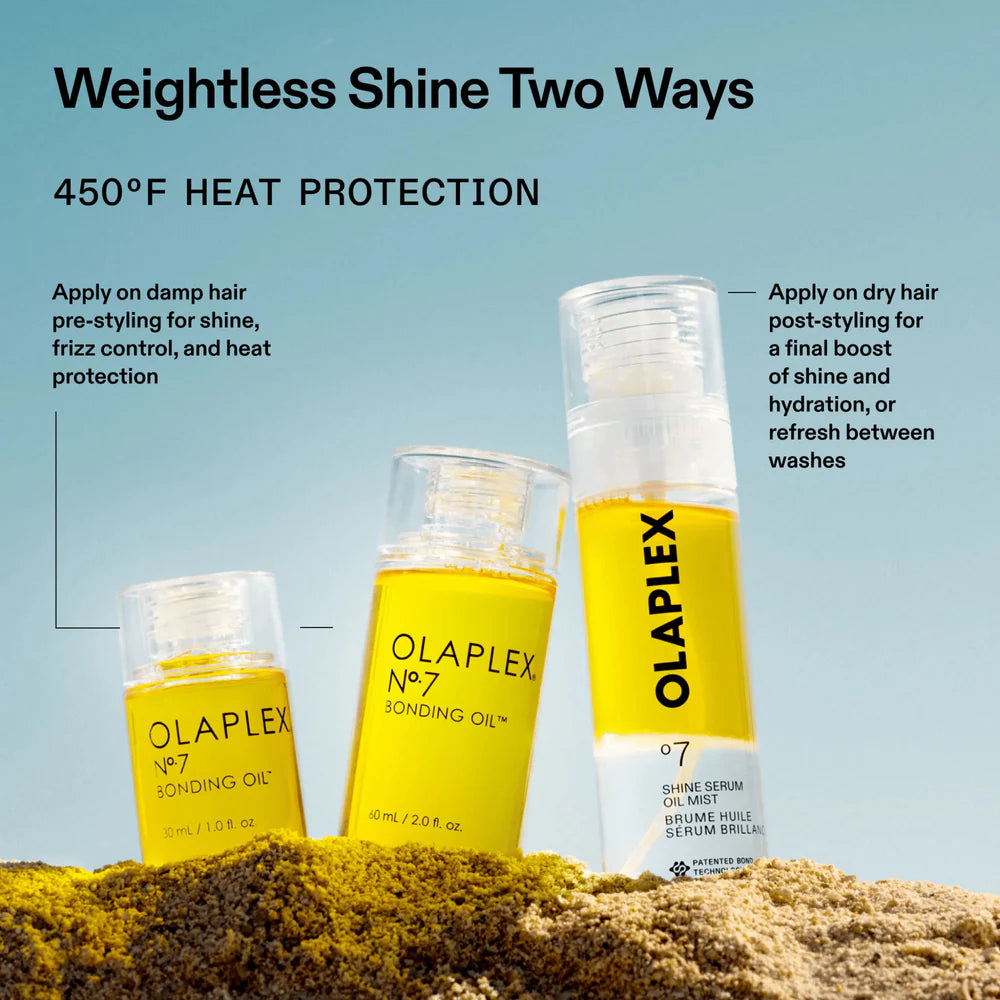 Olaplex hair care products with application instructions on a natural background