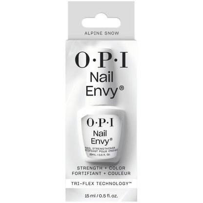 OPI Nail Envy nail strengthener in Alpine Snow packaging on a white background