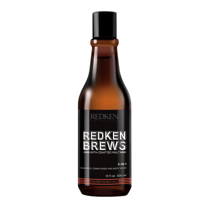Redken Brews shampoo bottle on a white background