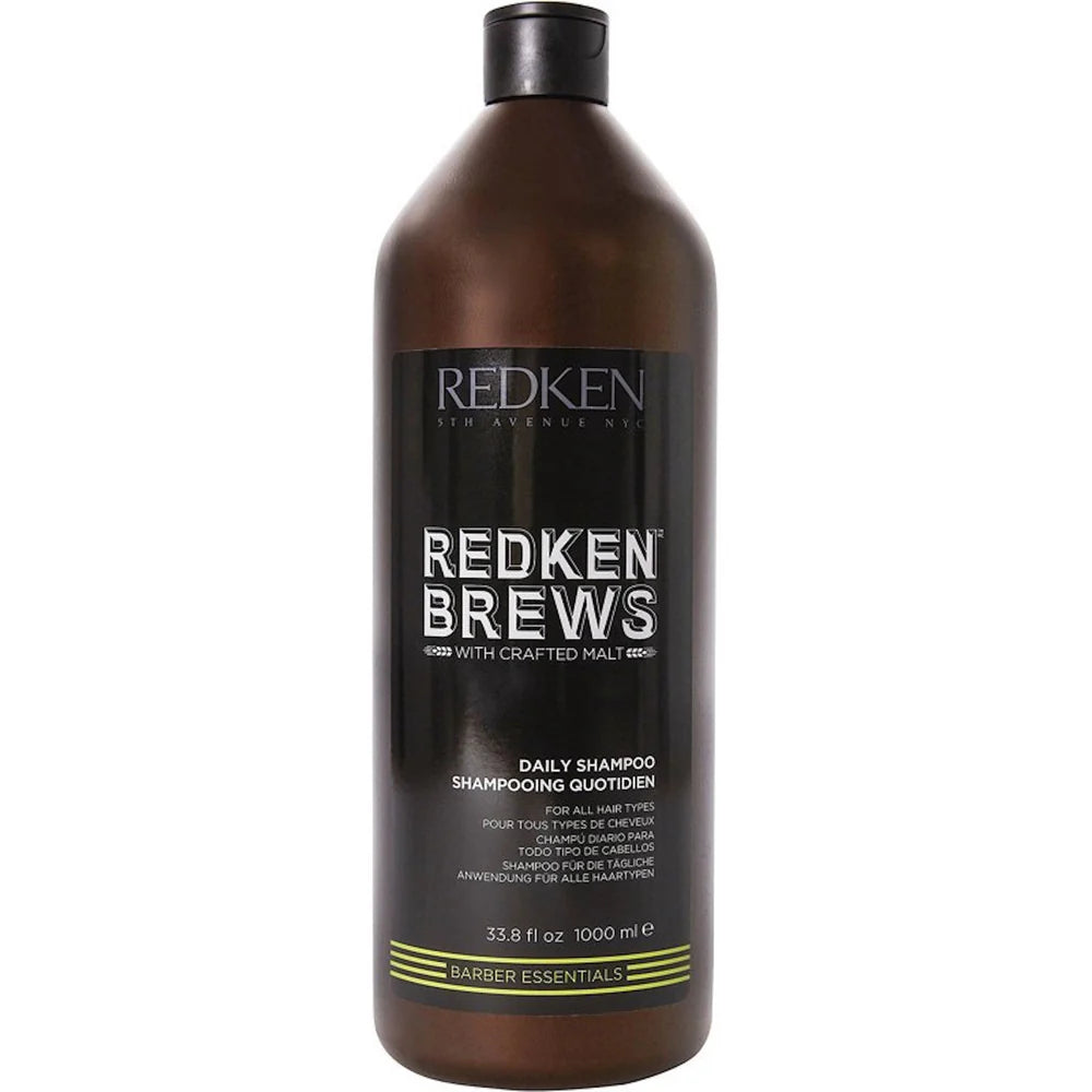 Redken Brews daily shampoo litre bottle on a white background