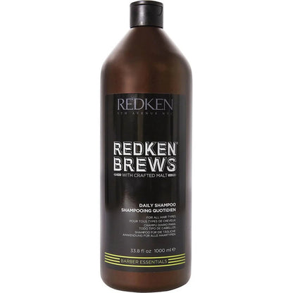 Redken Brews daily shampoo litre bottle on a white background