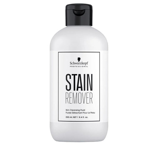A white bottle of Schwarzkopf Professional Stain Remover with a black flip-top cap, centered on a plain white background.