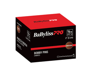 BaBylissPro Bobby Pins, 1/2lb, 2" Crimped Brown