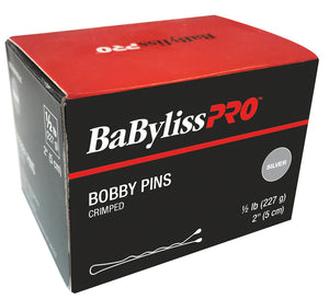 BaBylissPro Bobby Pins, 1/2lb, 2" Crimped Silver