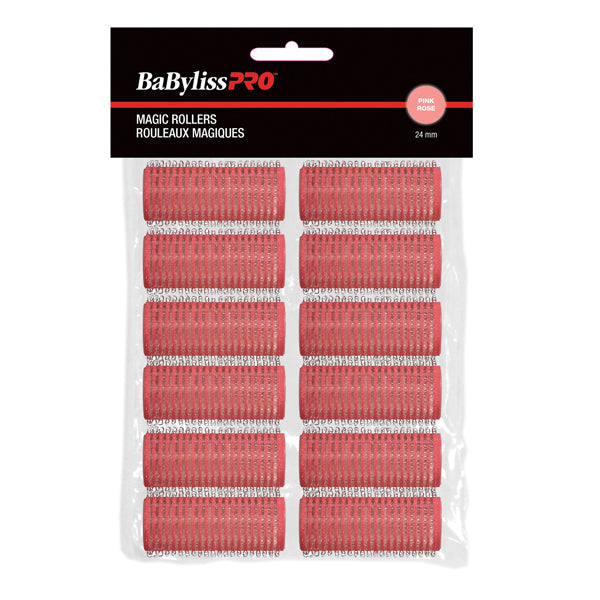 BaBylissPro Self-Gripping Velcro "Magic" Rollers Pink 24mm