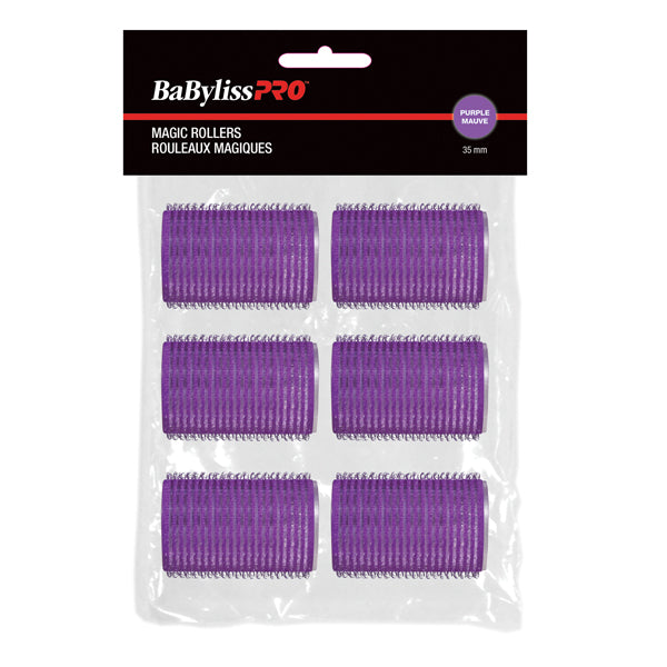 BaBylissPro Self-Gripping Velcro "Magic" Rollers Purple 35mm