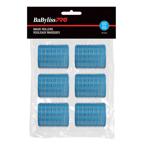 BaBylissPro Self-Gripping Velcro "Magic" Rollers Light Blue 45mm